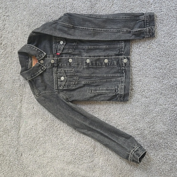 XS Levi Strauss Denim Jacket Faded Black with Silver Hardware - Picture 2 of 5